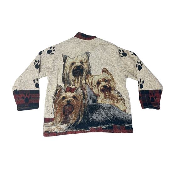 Sugar Street Weavers Y2K Vintage Yorkshire Terrier Dog Yorkie Tapestry Coat MED - Picture 2 of 4